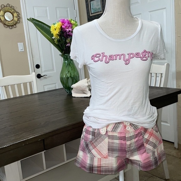 NWT LEI Pink Plaid shorts- Barbiecore - size 9 - Picture 9 of 10